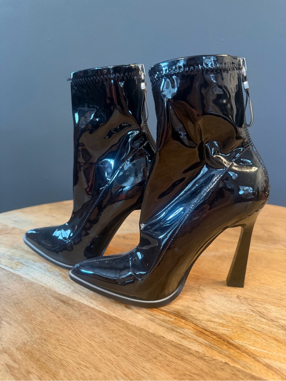 ALDO Women's Black Patent Pointed-Toe Stiletto Ankle Boots Size 5
